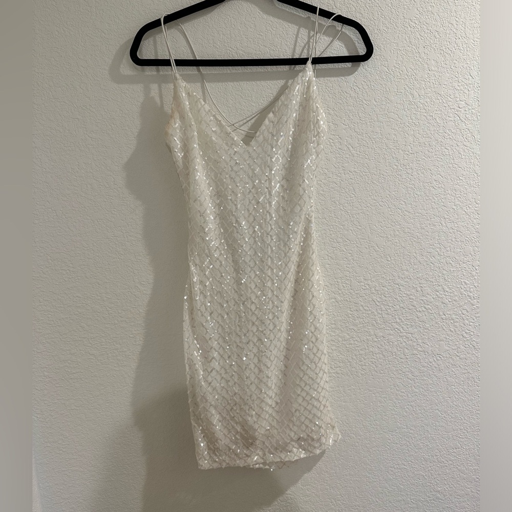 White Sequins Mini Dress